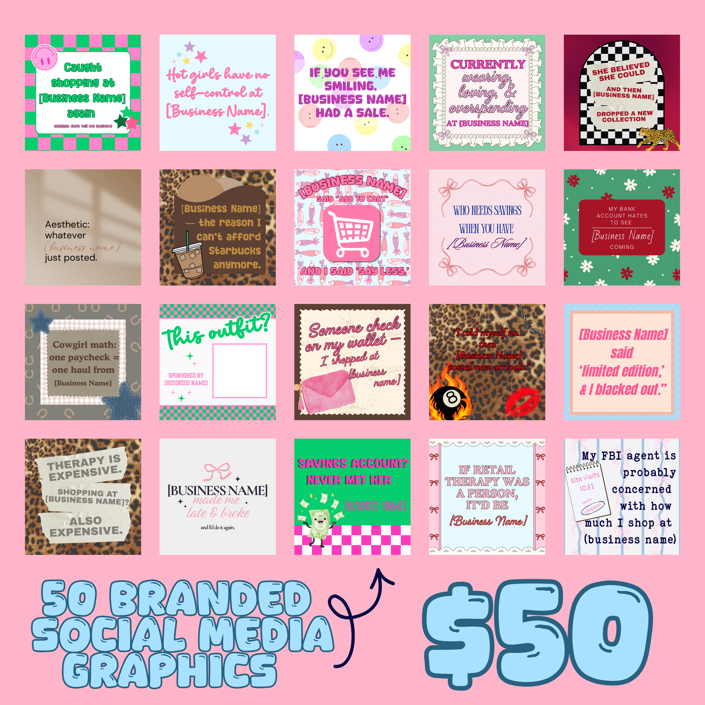 Branded Social Media Graphics 50pk